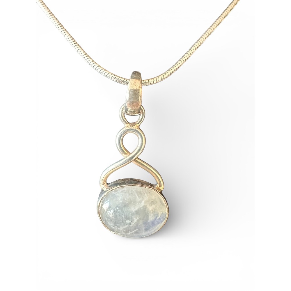 Unbranded Moonstone Pendant Necklace Women OS Silver‎ Excellent Infinity Loop